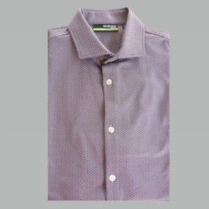 Murano Performance M Slim Fit Maroon and White Men's Short Sleeve Shirt